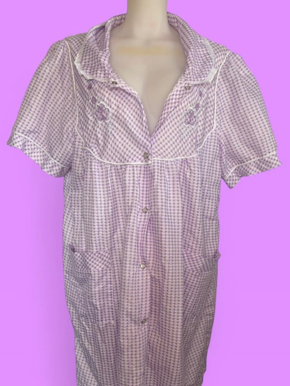 Vintage purple gingham Lati Fashions nightgown